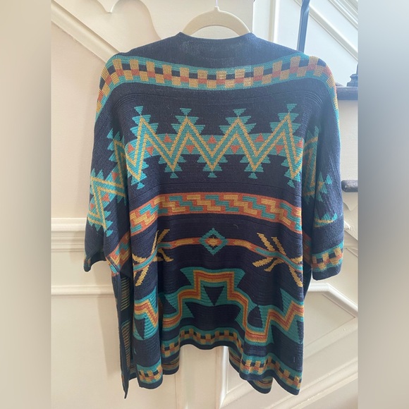 Gorgeous Peruvian Connection open sweater with classic Southwestern pattern 🩵💚💙 - Picture 2 of 11